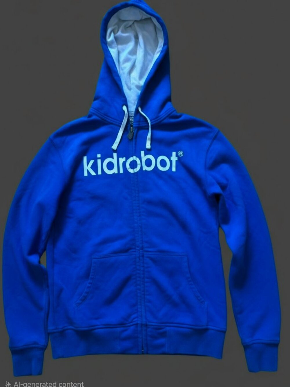 Kidrobot Full Zip Hoodie Men SMALL Blue Robot Munny Face Logo Pockets Vintage